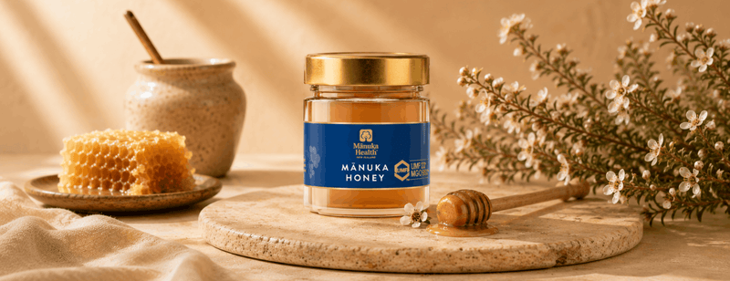 A jar of certified Manuka honey